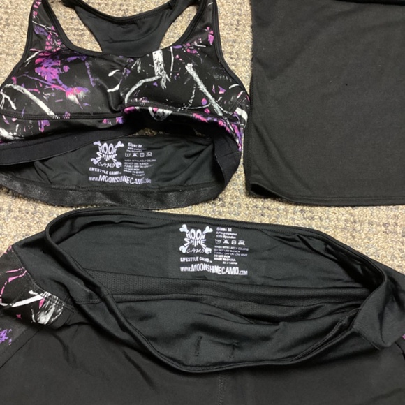 Moon Shine Muddy Girl Camo Black Pink Purple Sports Bra Shorts Tank Top * S/M - Picture 9 of 16